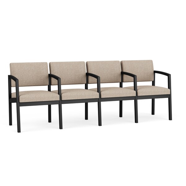 Lesro Lenox Steel 4 Seater with Center Arms, Stone (Beige) Seat, Stone Back, 85.5 W 24.5 L 32 H LS4103 - main
